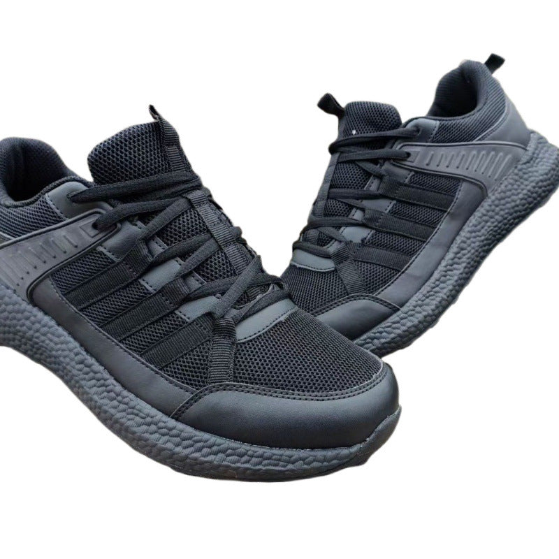 Outdoor anti-slip ultra-light executive shoes, cloth shoes, men's black mesh running shoes, low-top rubber shoes, sports physical training shoes