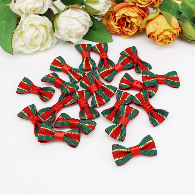 Cross border bow decoration Christmas bow crafts mini bow red and green ribbon bow diy