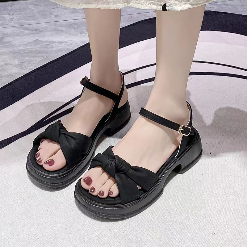 Foreign trade on behalf of the fairy style platform sandals for women to wear the new summer bow block heel with fashionable beach shoes
