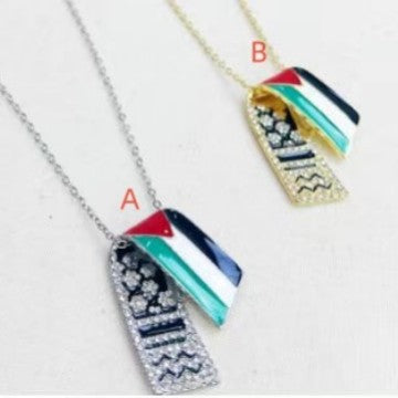 Cross-border hot selling stainless steel chain scarves drip glue men's necklaces European and American popular Middle Eastern jewelry national flag jewelry