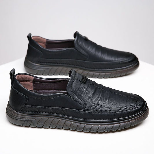 Leather shoes, new men's soft leather business casual beanie shoes, men's soft soled casual shoes, men's shoes, soft soles, anti-slip slip-on shoes