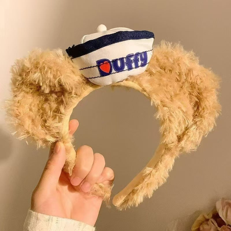 Christmas headbands Daffy bear hat plaid headbands red cartoon wholesale christmas dress up headwear plush hair bundles