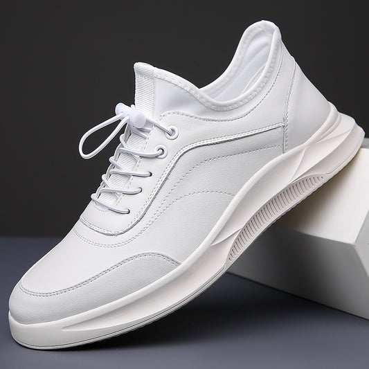 Casual shoes men's spring 2025 new versatile men's leather soft-soled sports shoes breathable white travel shoes