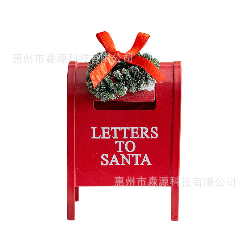 Cross-border Christmas wreath mailbox pendant Christmas tree decoration desktop landscaping ornament festive atmosphere decoration