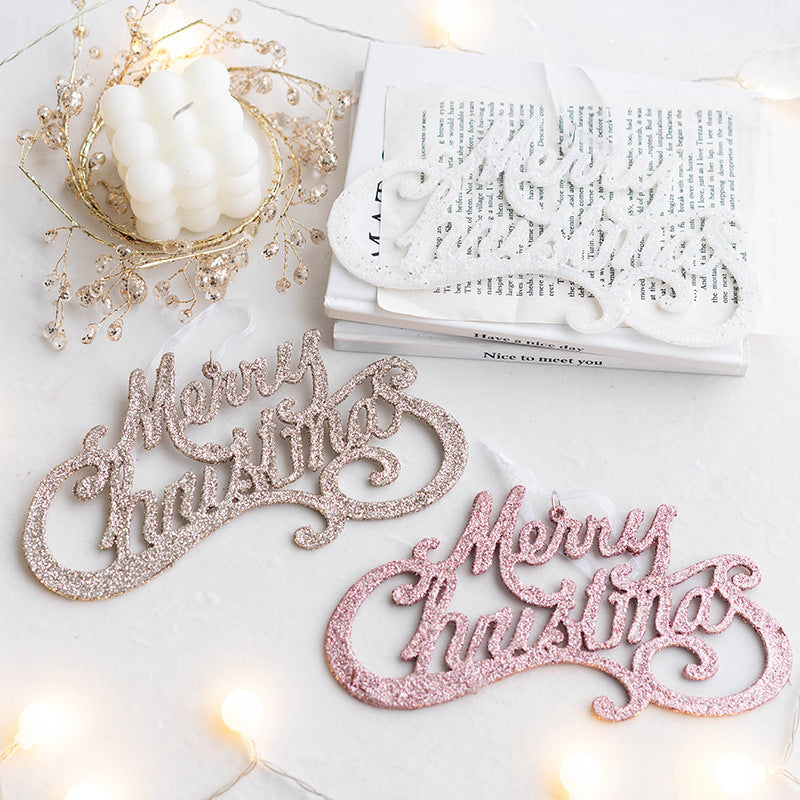 Alphabet card pendant Christmas plastic sticky powder English alphabet card Christmas decoration gifts export Korea alphabet card