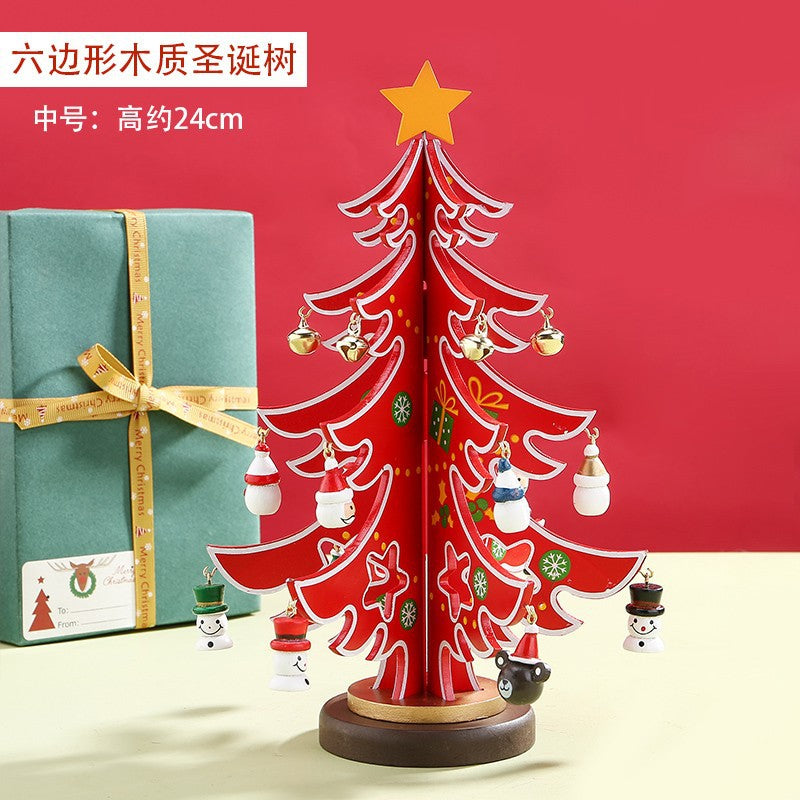 2025 Christmas Ornaments Small Mini Tree DIY Three-dimensional ins Scene Arrangement Tabletop Ornaments for Children Home