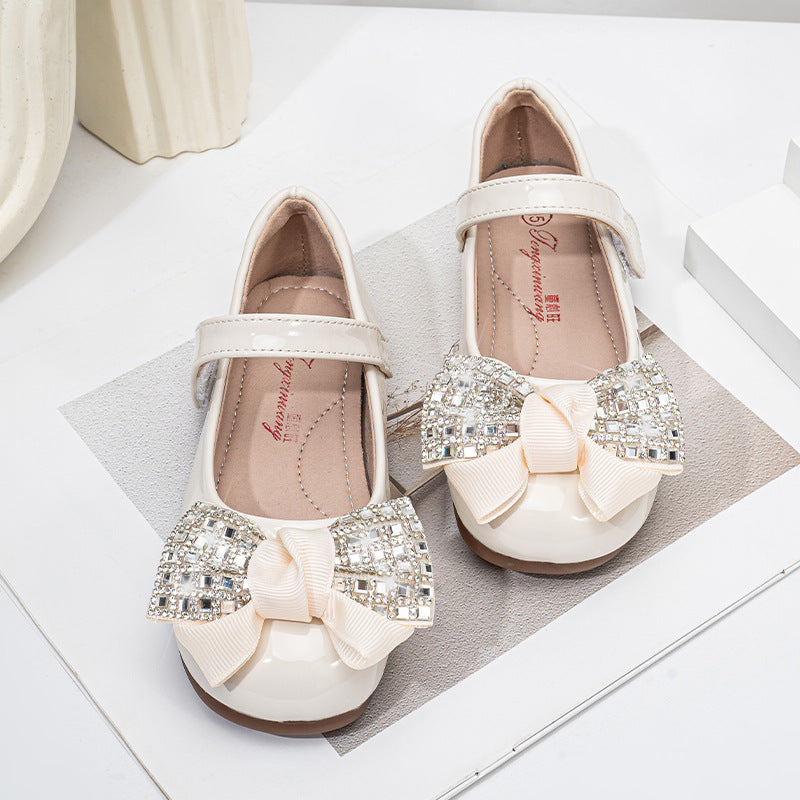 Girls' small leather shoes 2026 spring and autumn new red bow female treasure princess shoes fashion children's non-slip flat shoes