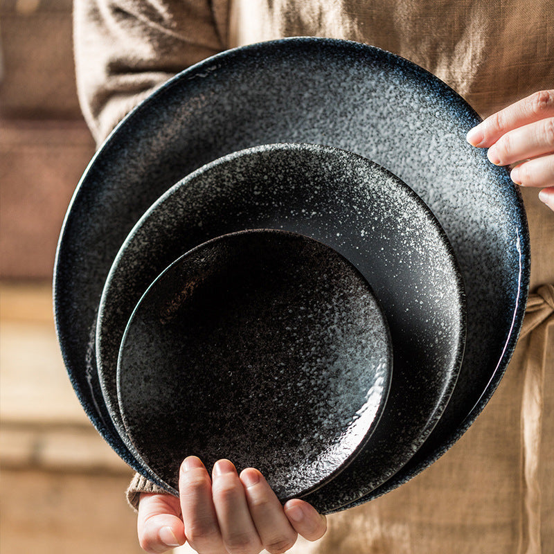 Japanese shallow plate flat plate 12 inch round steak dinner plate household dish plate cutlery plate breakfast plate salad plate