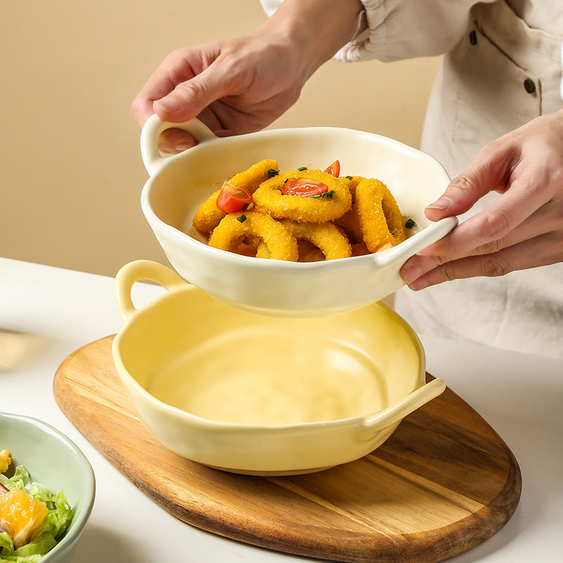 Irregular amphora bowl matte ins ceramic cutlery deep plate high value bibimbap bowl salad fruit bowl