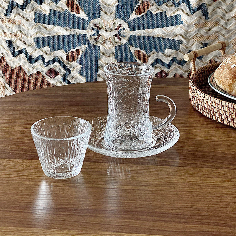 Turkish Coffee Cup and Saucer Set Glass Black Tea Cup European Style Arabic Afternoon Camellia Flower Tea Small Cup Export
