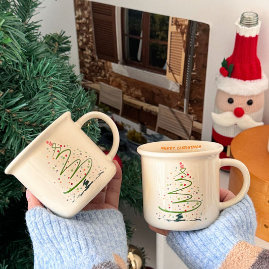 2024 New Christmas Mug Cute Coffee Mug Christmas Tree Ceramic Water Cup Christmas Gift Mug Couple Mug