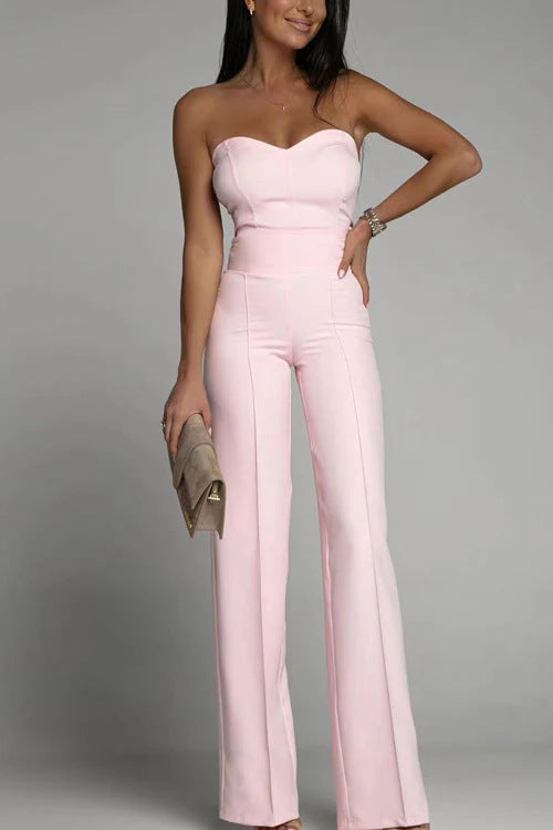 Cross-border spring and summer new women's clothing European and American foreign trade Amazon new sexy slim bandeau straight-leg jumpsuit