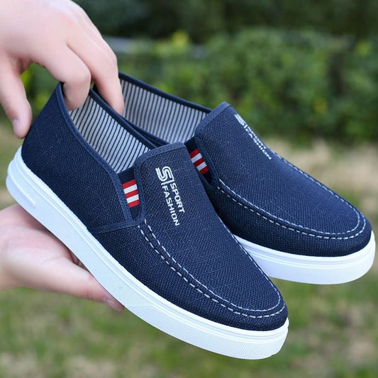 2024 Men's Shoes Spring Casual Shoes New Lightweight and Breathable Versatile Canvas Shoes Men's One-Foot Old Beijing Cloth Shoes