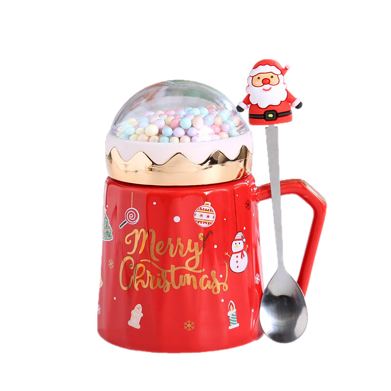 Wholesale ceramic mug Christmas gift box set with lid spoon mug water glass gift souvenir printing gift bone china