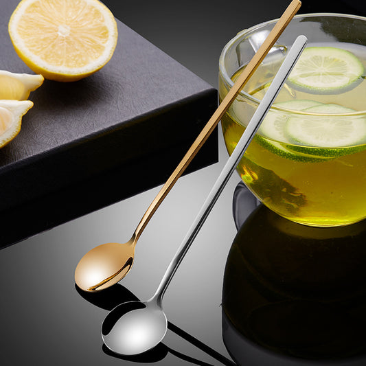 304 stainless steel coffee spoon cute ins long handle stirring spoon starba wind gift gold honey dessert small round spoon