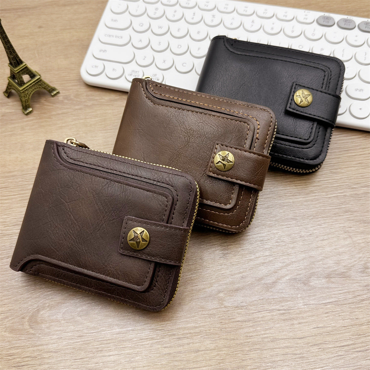 Cross-border hot selling retro men's wallet change storage Amazon explosive spot large capacity short zipper wallet