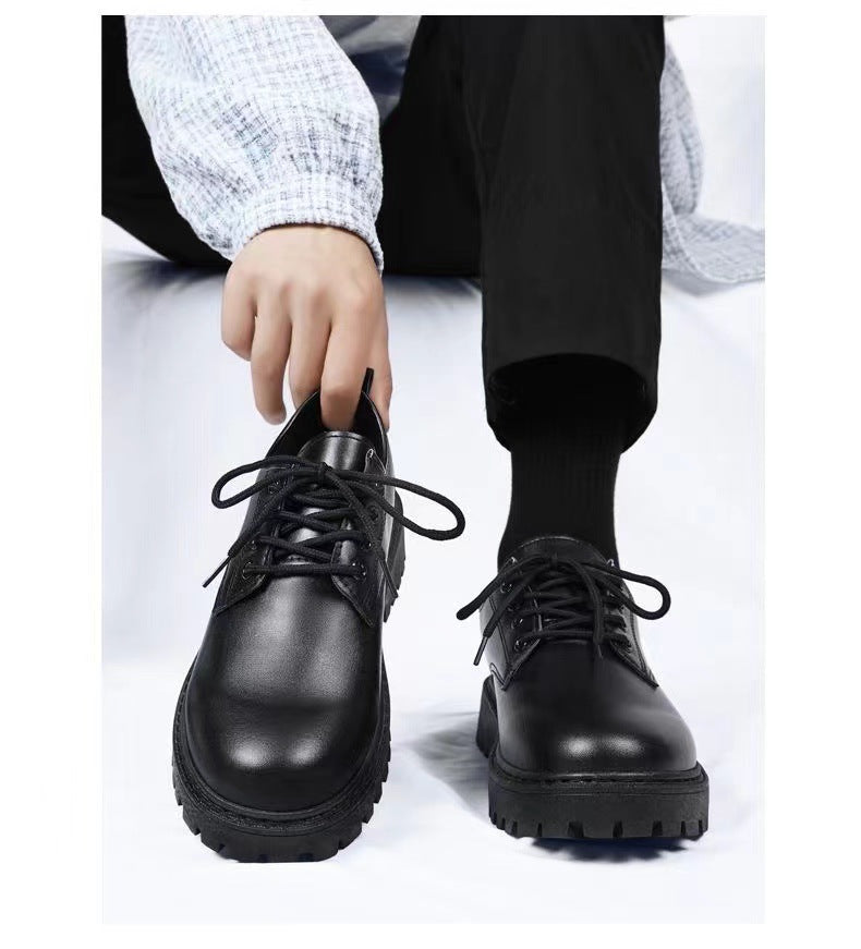 2024 New Summer Men's Leather Shoes Black Formal Business Teen British Style Casual Versatile Work Men's Shoes