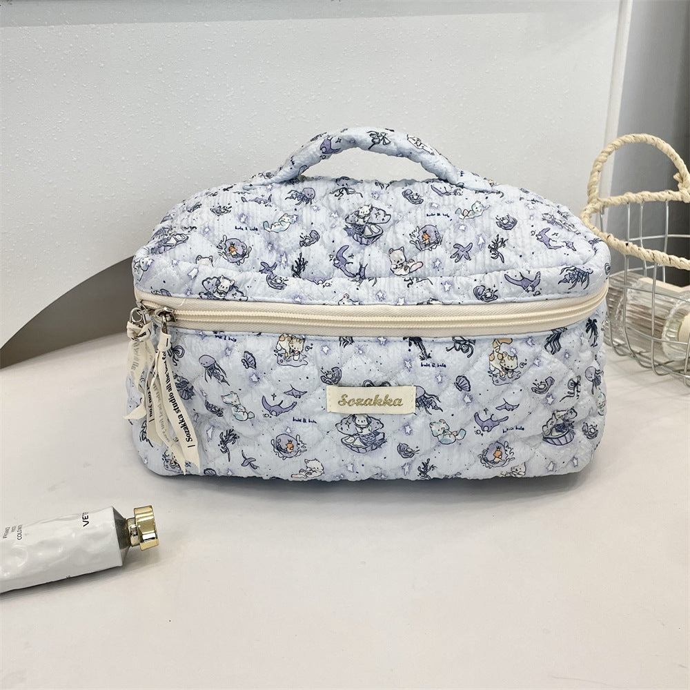 54131 [Copyright] Cosmetic bag female cartoon cute portable large capacity travel item storage bag handbag