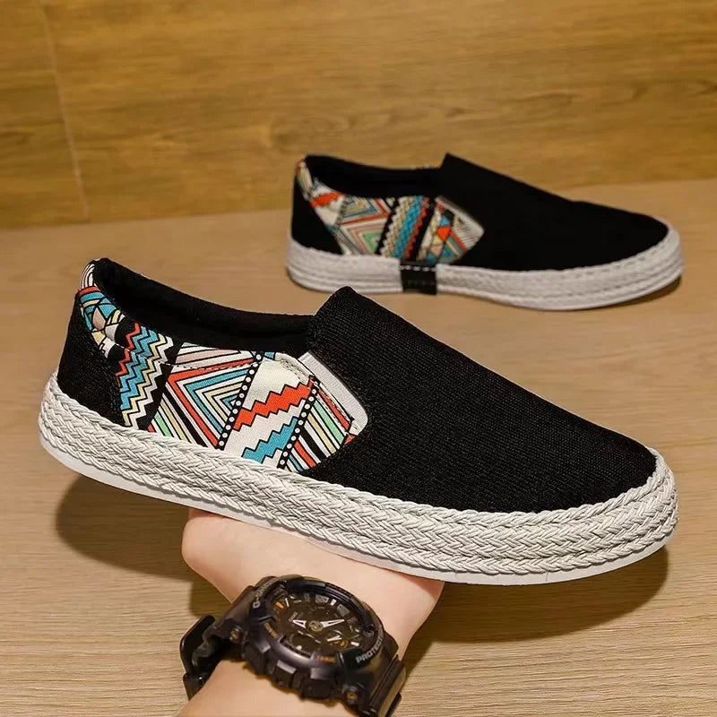 Ice silk shoes men's summer breathable thin canvas casual sneakers slip-on men's soft bottom non-slip all-match big toe shoes