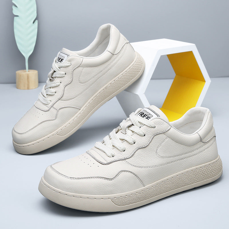 The first layer of cowhide autumn new men's casual shoes leather comfortable men's leather shoes white shoes board shoes men's shoes trend