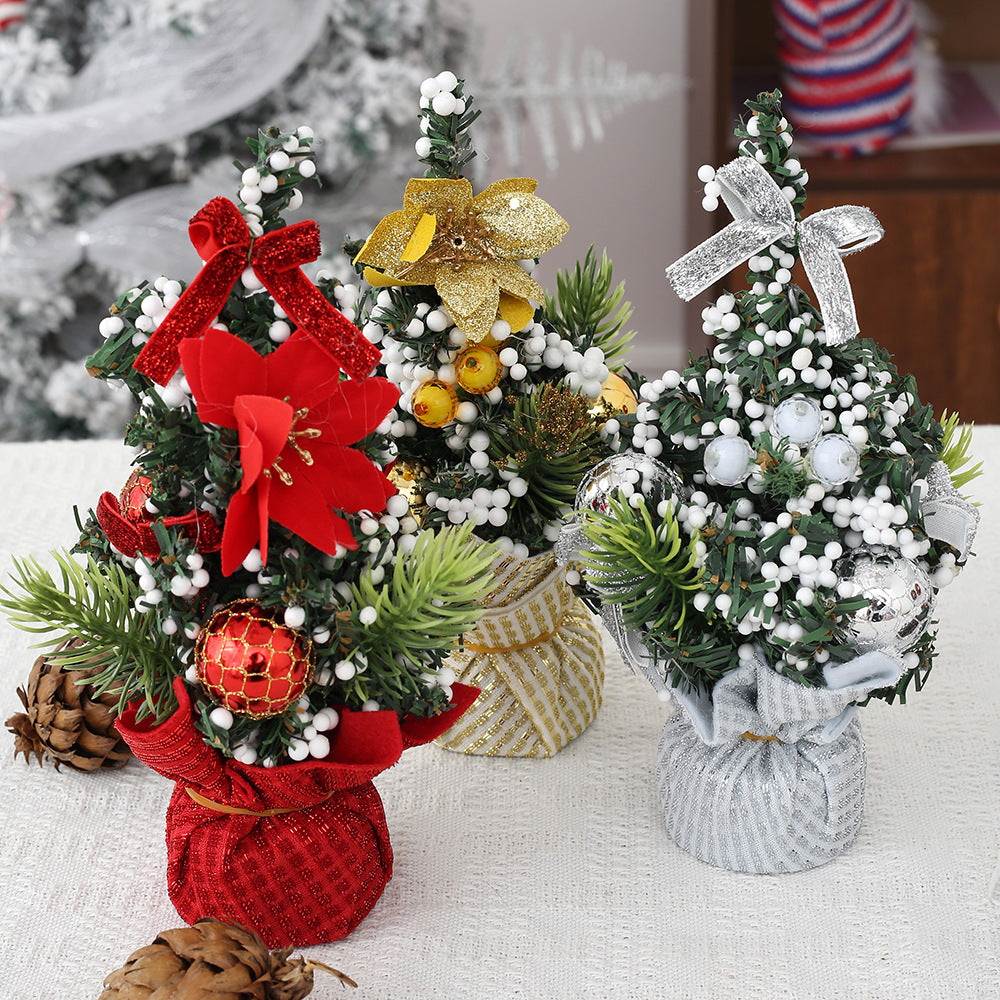 Cross-border New Christmas Decoration Supplies Flower Christmas Ball Tabletop Potted Tree Scene Arrangement Children's Gift