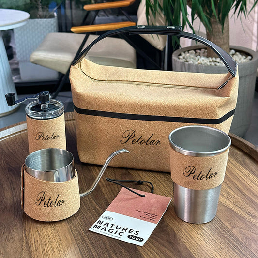 Amazon hot water cup heat insulation cork set coffee cup stainless steel hand poured mocha coffee pot gift set
