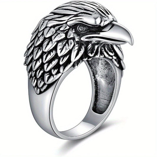 Cross-border wholesale retro distressed eagle rings, men's trend, personality, anti-Thai silver, fashion, domineering, eagle open rings