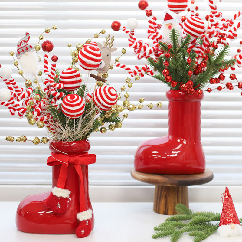 Christmas creative gifts bouquets, red shoes, vases, Christmas boots, sequins, fruit Nobe pine cuttings, holiday gifts