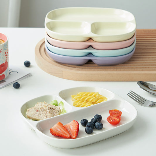 Ceramic compartment dinner plates, one person food fat reduction tableware plates, household children's multi-grid dinner plates, weight loss snack plates wholesale