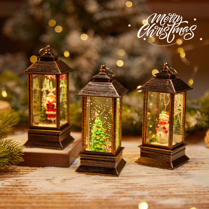 Christmas decoration wind lantern crystal light Santa Claus Christmas party decoration Christmas ornament Christmas gift