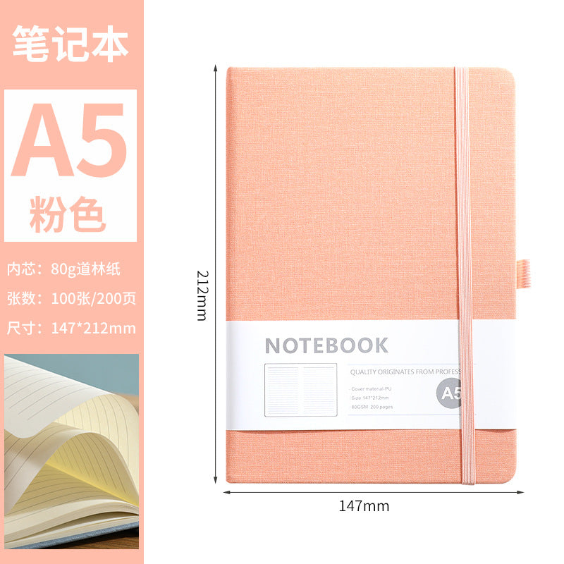 A5 notebook custom elastic with horizontal line office hand ledger simple skin feel leather student diary book with high appearance