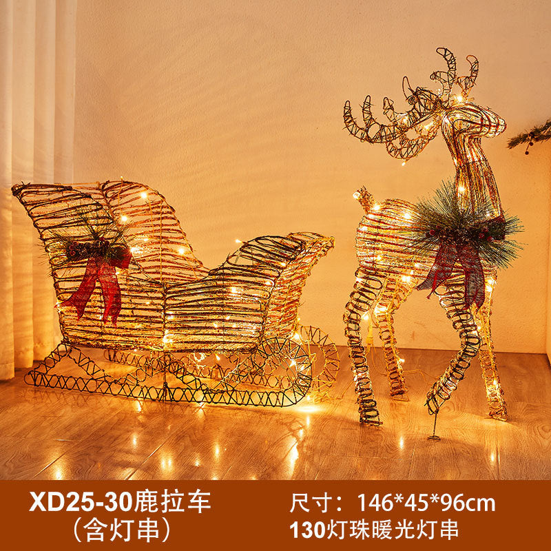 Christmas wrought iron deer cart glowing elk gift box combination christmas window vibe ornaments creative ornaments