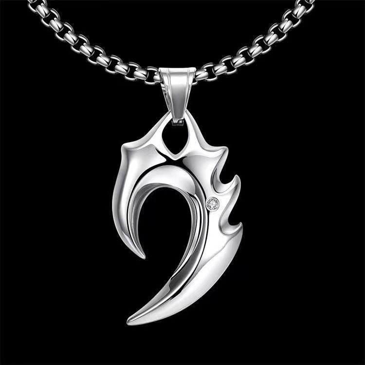 Wolf tooth stainless steel men's necklace trendy accessories high-end design niche pendant ins high street trendy brand versatile hip-hop