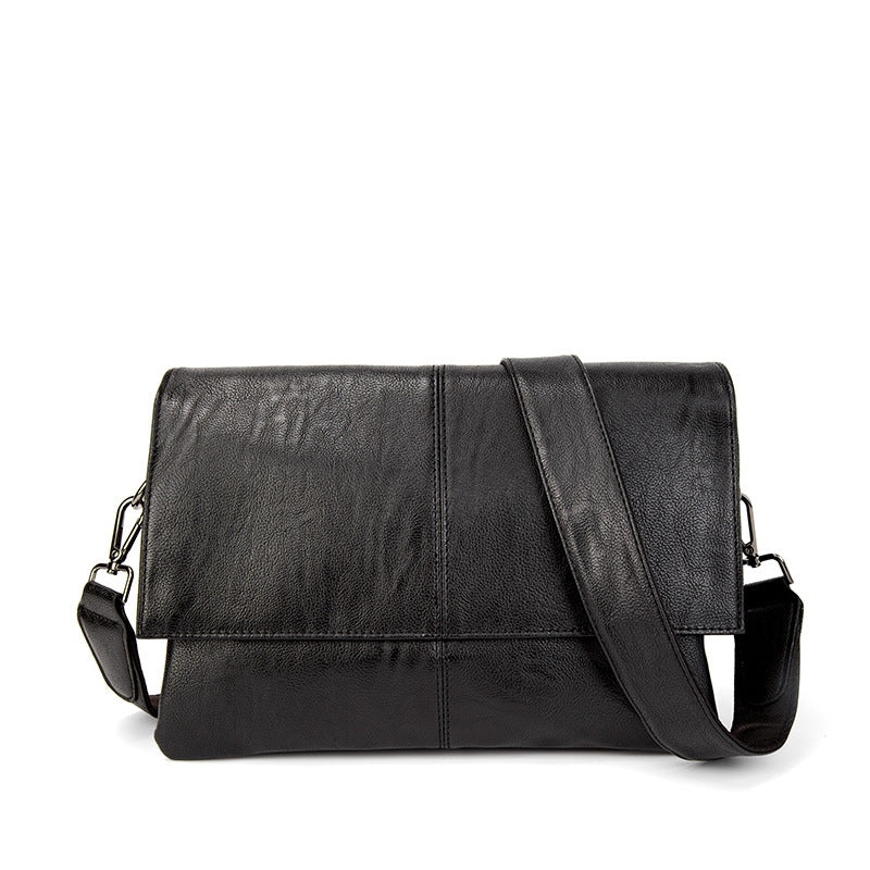 Men's trendy shoulder bag, ultra-thin document bag, casual large capacity high-end sense of one-shoulder crossbody fashion casual men's bag