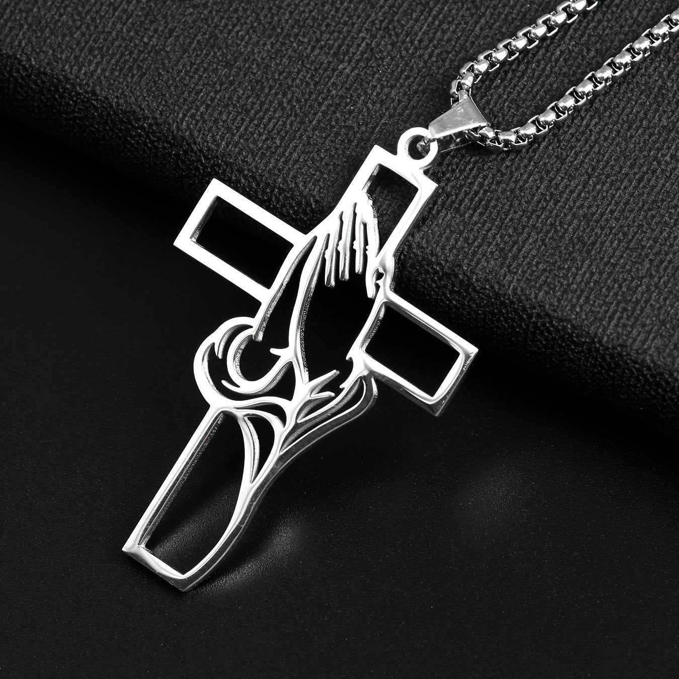 Cross-border stainless steel cross necklace men's titanium steel jewelry new jewelry religious prayer believers titanium steel necklace for men