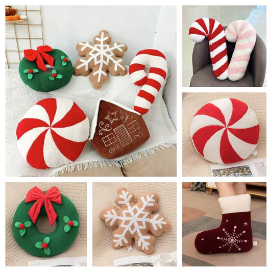 Cross-border Christmas igloo snowflake wreath candy plush pillow festive atmosphere decoration ornament gift cushion hug