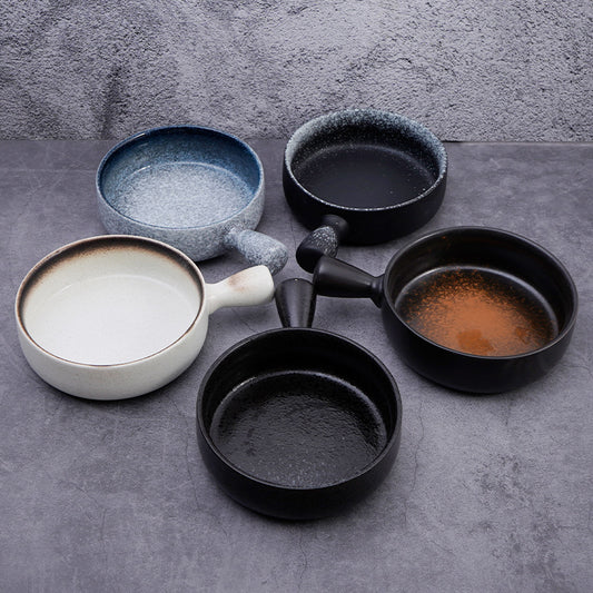 Cross-border direct supply Japanese ceramic baked rice bowl ramen baking bowl with handle baking bowl home restaurant fruit salad bowl