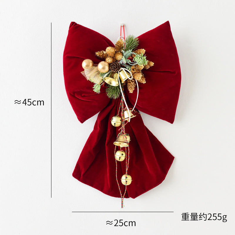Amazon Cross-border Christmas Korean Large Fleece Finished Product Three-Dimensional Christmas Bow Hotel Christmas Tree Decoration