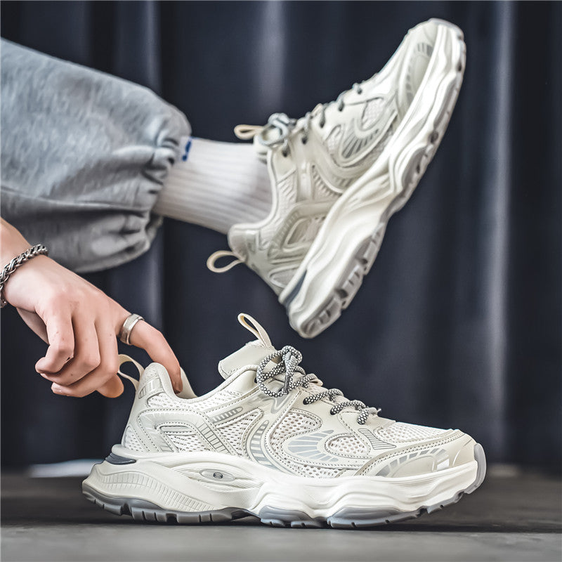 Hong Kong style dad shoes men's autumn fashion brand sense youth mesh casual versatile thick-soled height-increasing sneakers