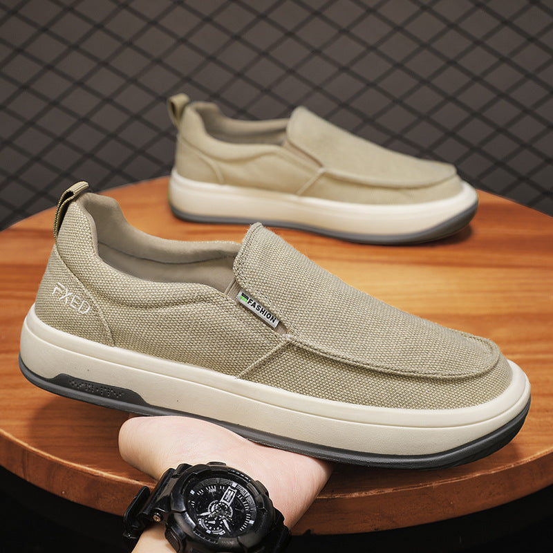 Cross Border Canvas Men's Shoes Summer Breathable Thin One Foot Old Beijing Cloth Shoes Men's Casual Driving Tide Shoes 2024