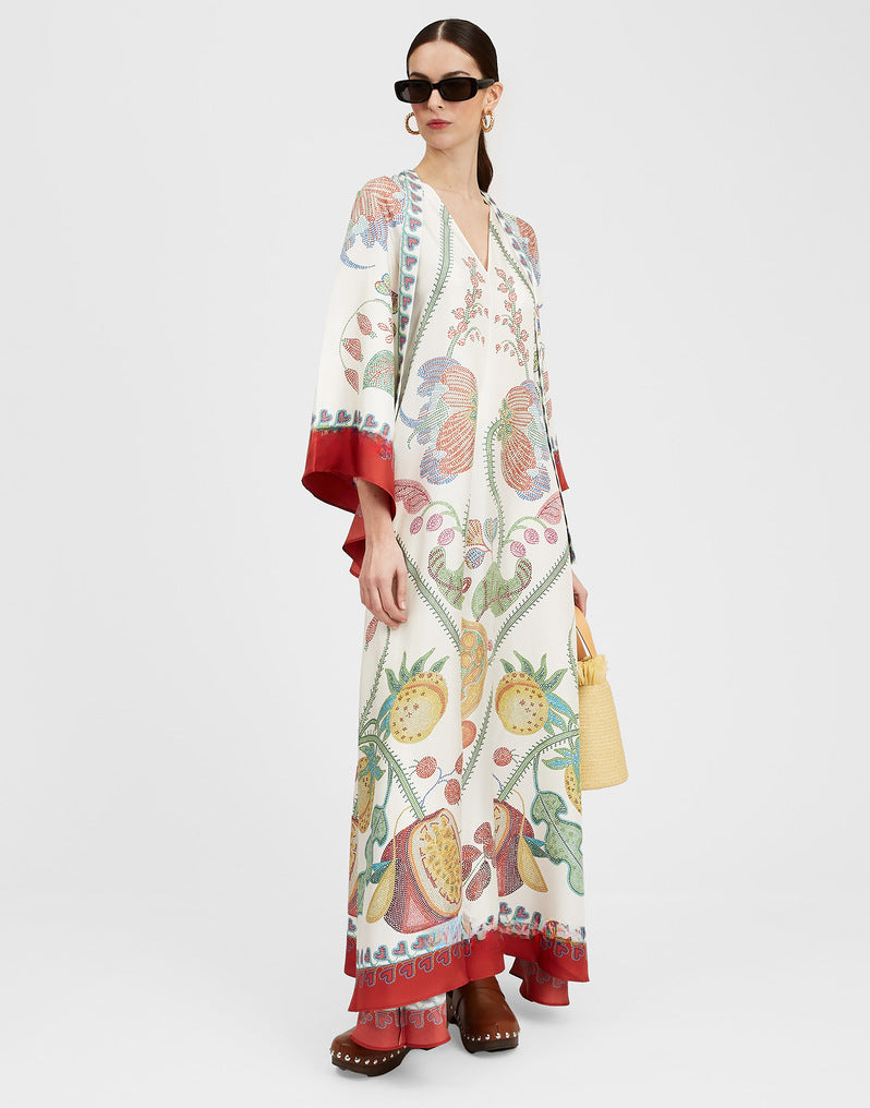 Cross-border foreign trade independent station Amazon Europe and the United States new summer print three-quarter sleeve stand-up collar dress