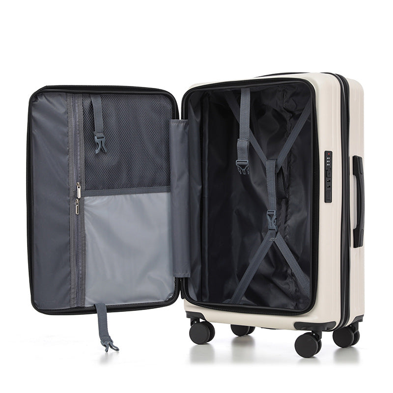 Front opening suitcase, men's trolley suitcase, women's 26 multifunctional suitcase, 20-inch cabin suitcase, lockbox, leather suitcase