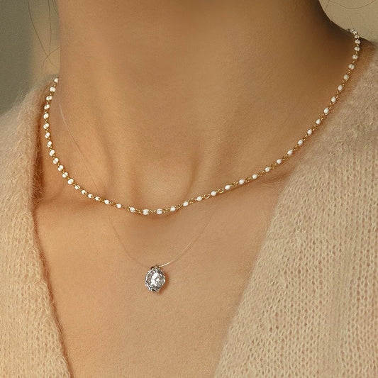 Mermaid Tears S925 sterling silver necklace women's light luxury niche jewelry high-end accessories clavicle chain pearl necklace
