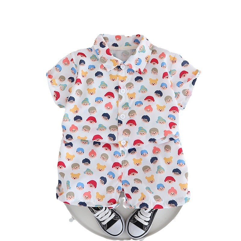 0-5 years old boys short sleeve summer shirt set children's summer clothes half sleeve shirt two-piece set manufacturers wholesale