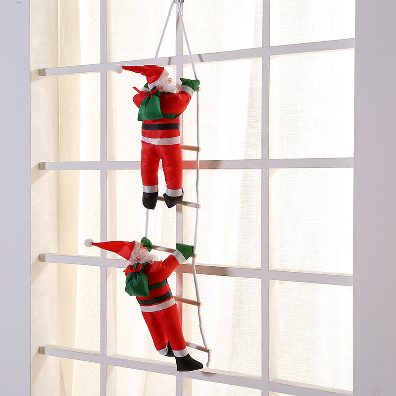 Cross-border Christmas Ladder Santa Claus Window Pendant Christmas Doll Ladder Climbing Ladder Decoration Props