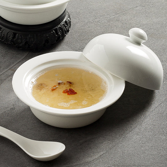 Ceramic stewed cup, bird's nest stew cup, home steamed egg bowl, Chinese soup cup, hotel restaurant, Shaxian pure white commercial cup