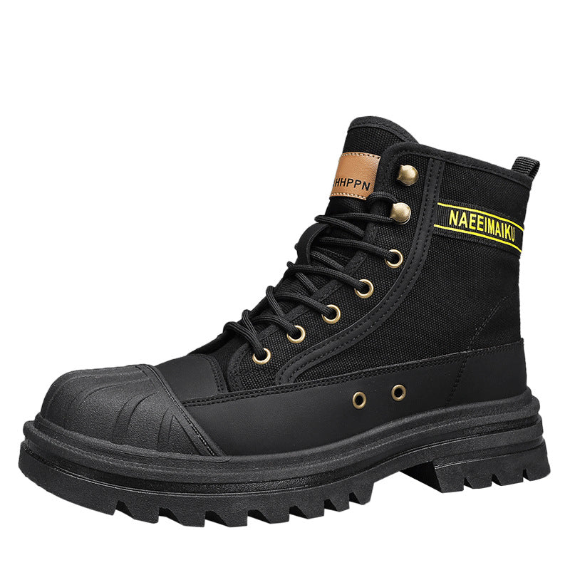 Martin boots men's high-top spring new thick-soled canvas casual sports boots men's workwear versatile biker boots
