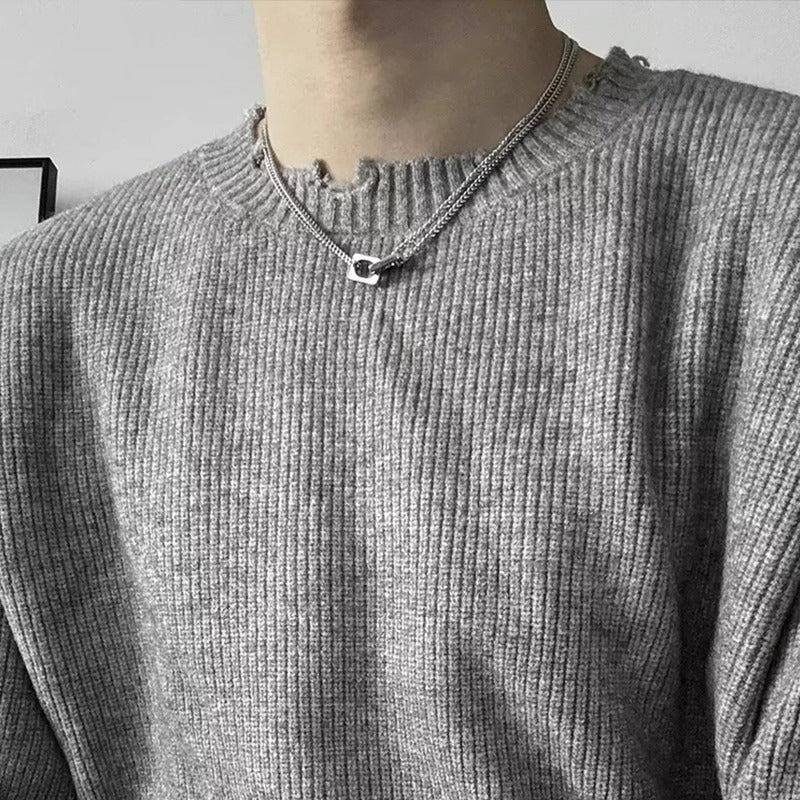 Titanium steel necklace boys do not fade, new high-end accessories, ruffian handsome men, decoration rings, interlocking light luxury collarbone chains