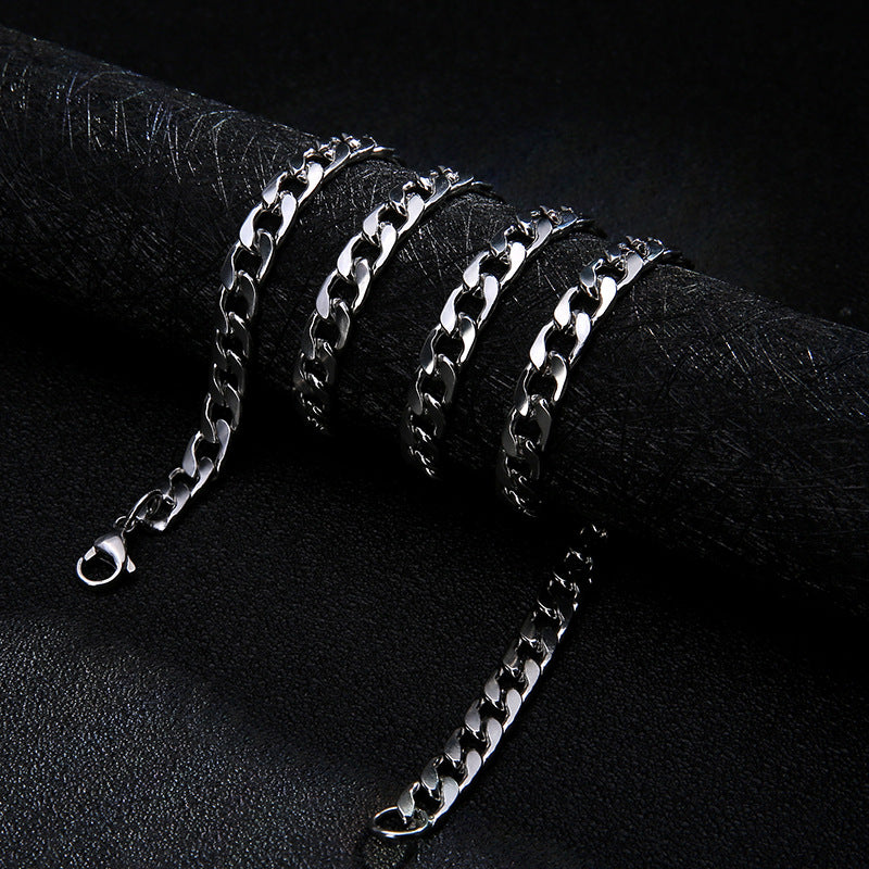 Non-fading necklace men's Cuban chain hip hop versatile stainless steel chain trendy woman NK European and American cross-border accessories
