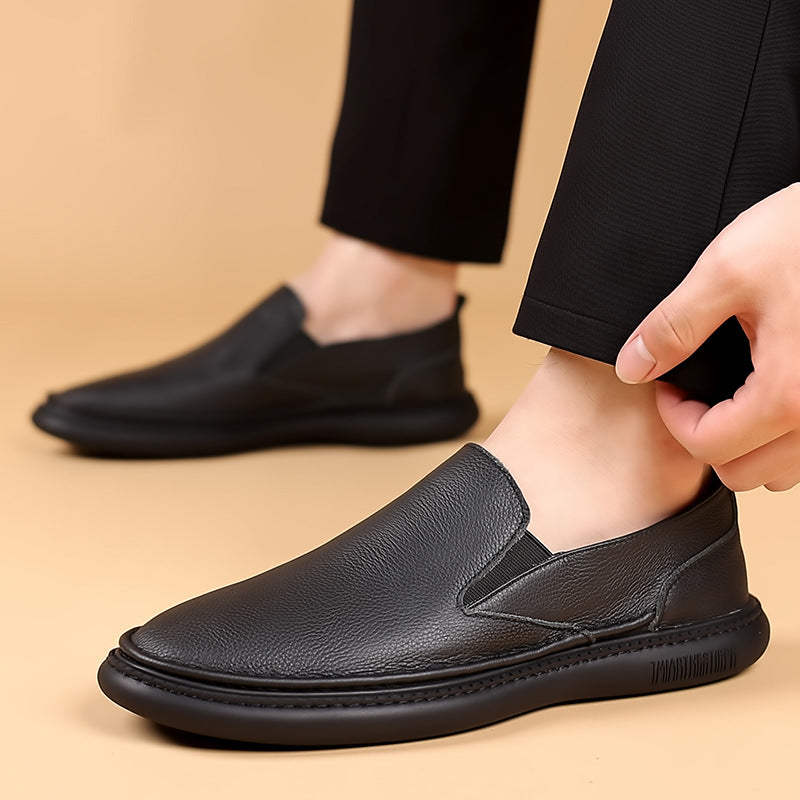 Top layer cowhide summer new men's casual leather shoes genuine leather men's breathable single shoes soft sole soft surface men's shoes shoes